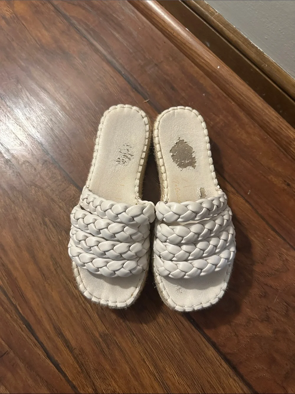 Braided Espadrille Slide Sandals — Cream